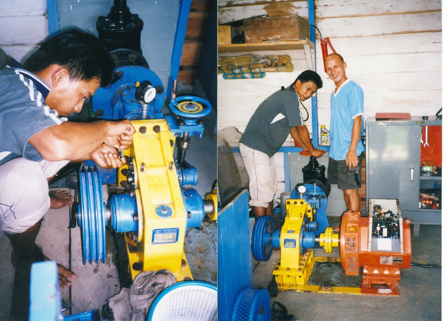 Micro-hydro turbine at Long Lawen, Sarawak, Malaysia, on Borneo