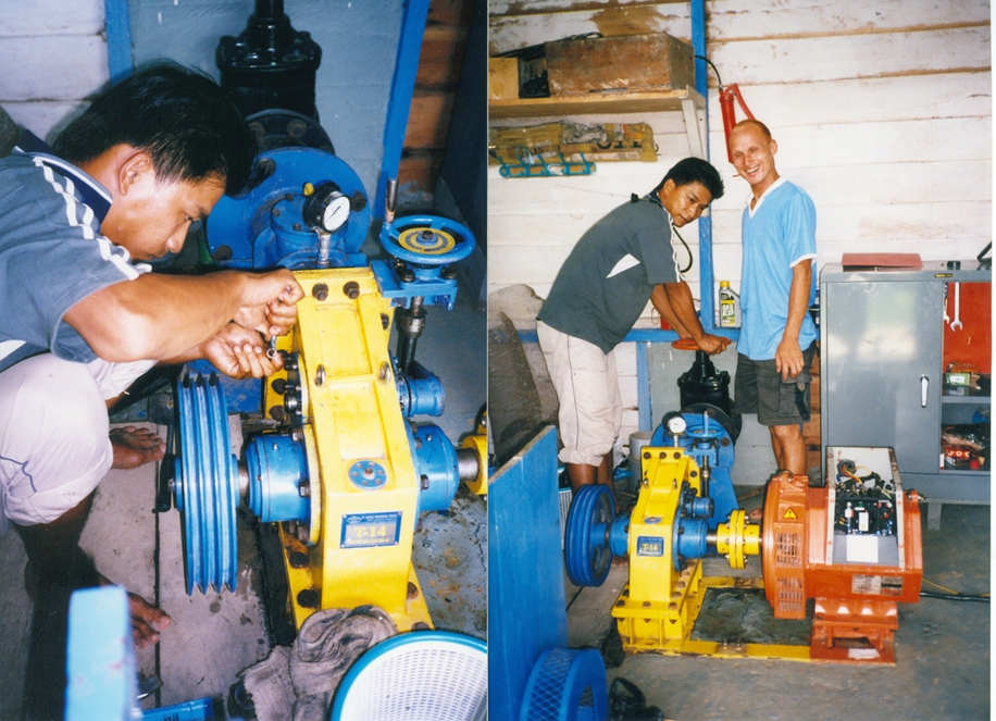 Micro-hydro turbine at Long Lawen, Sarawak, Malaysia, on Borneo