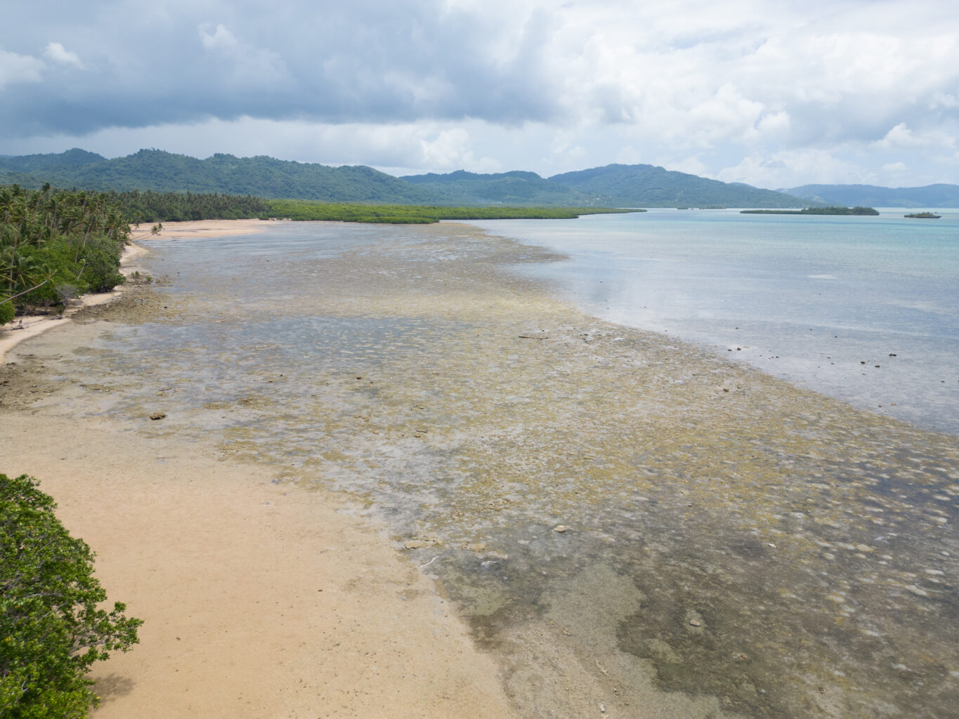 Overhead shot looking down Nanuca's coastline