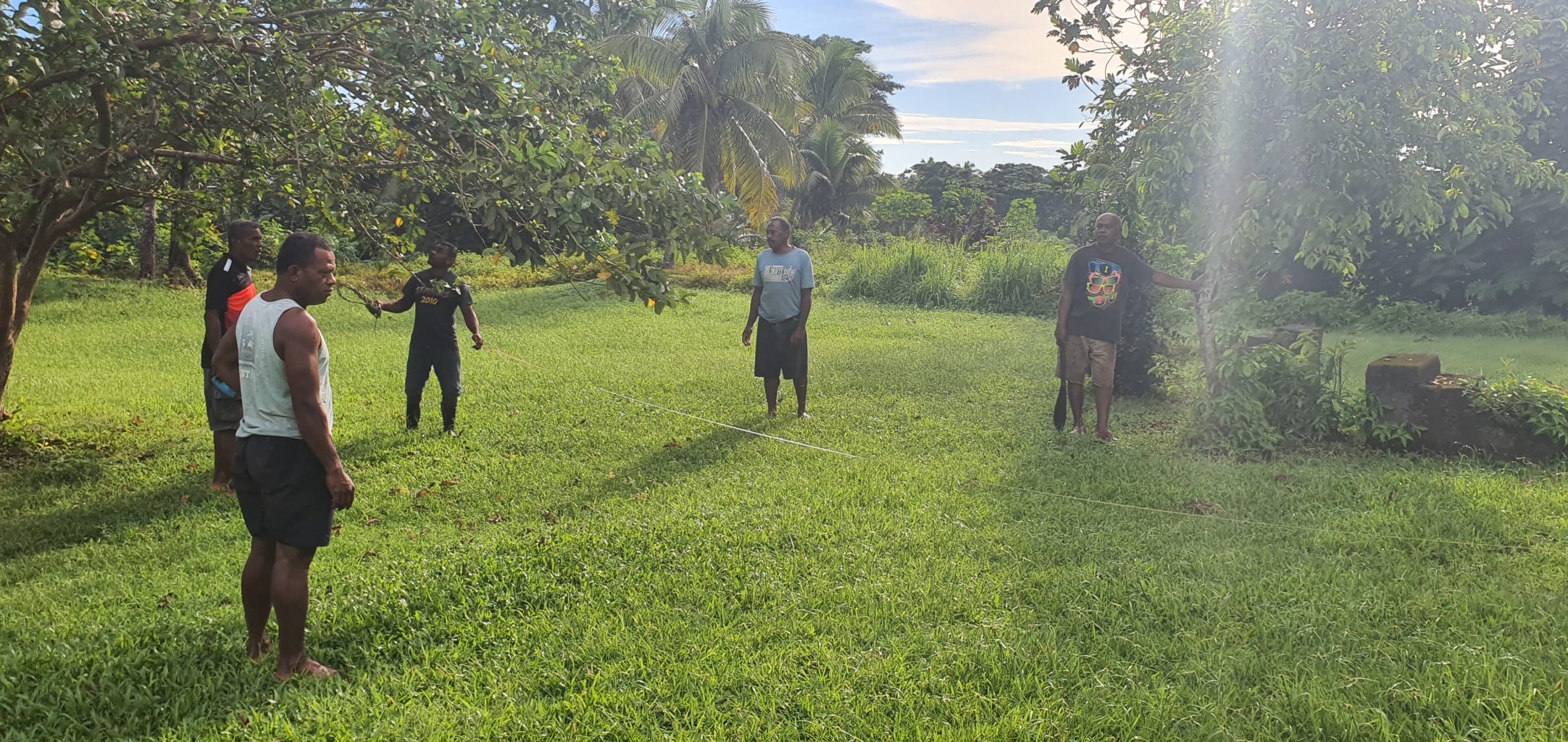 Men in field at Korolevu Village, Fiji