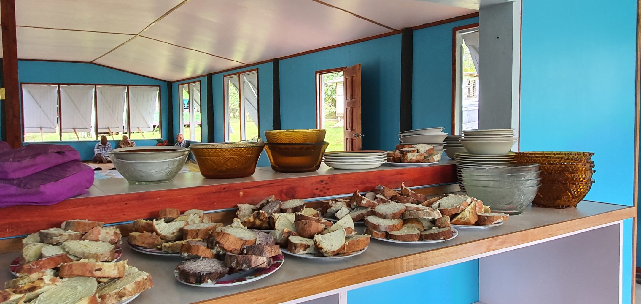 Traditional Fijian foods on a counter, ready for a celebration