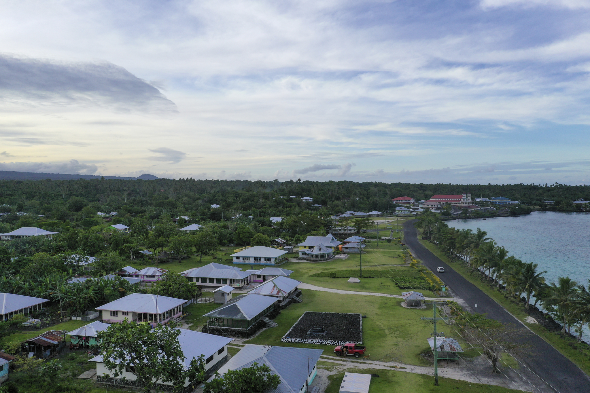 Aerial view of Setafao Saipipi village in Samoa