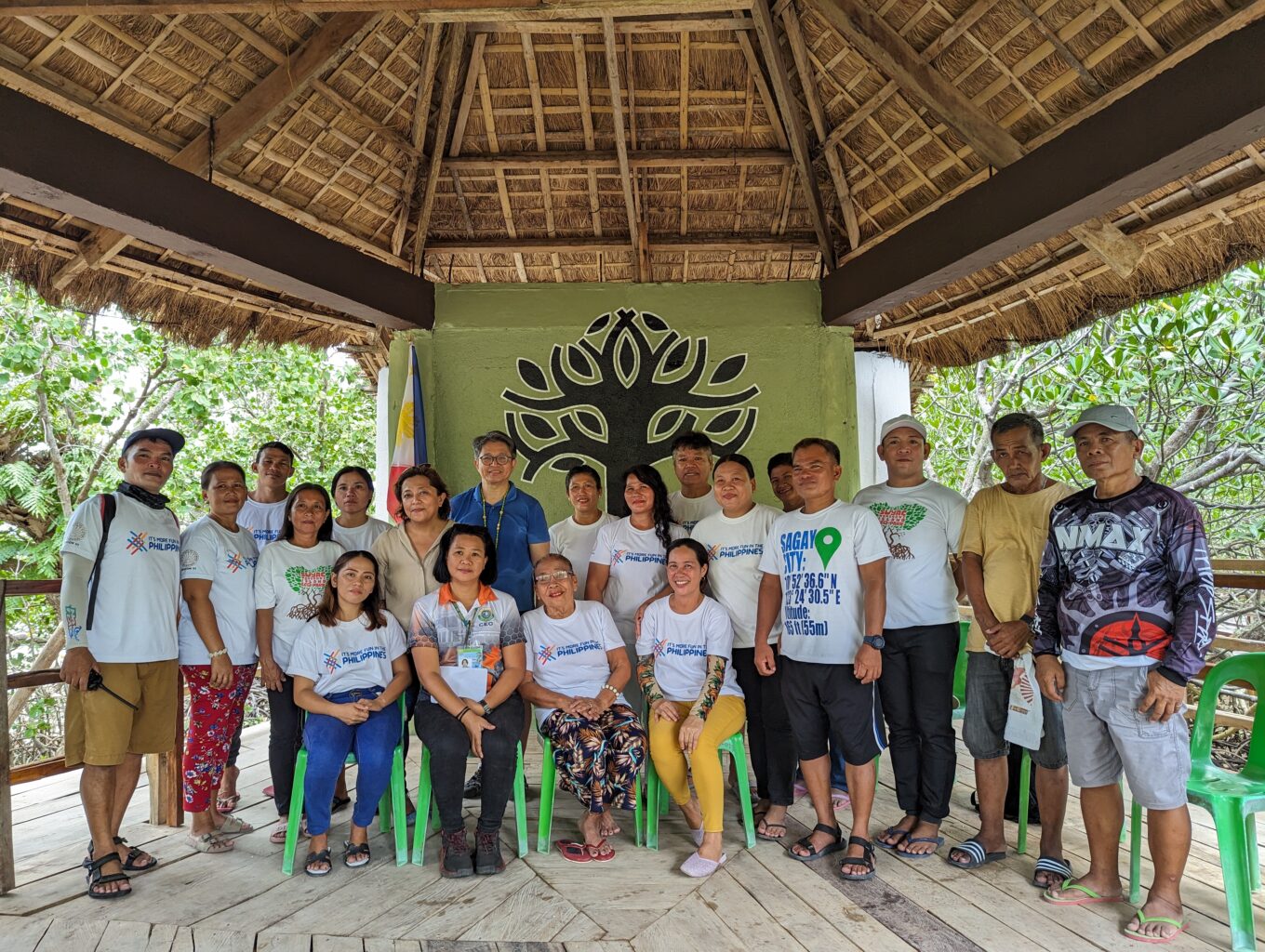 Group in mangrove watchtower