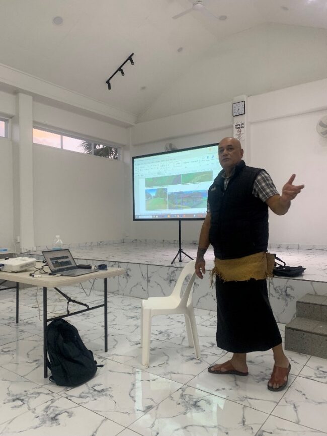 A presenter shares information about the project