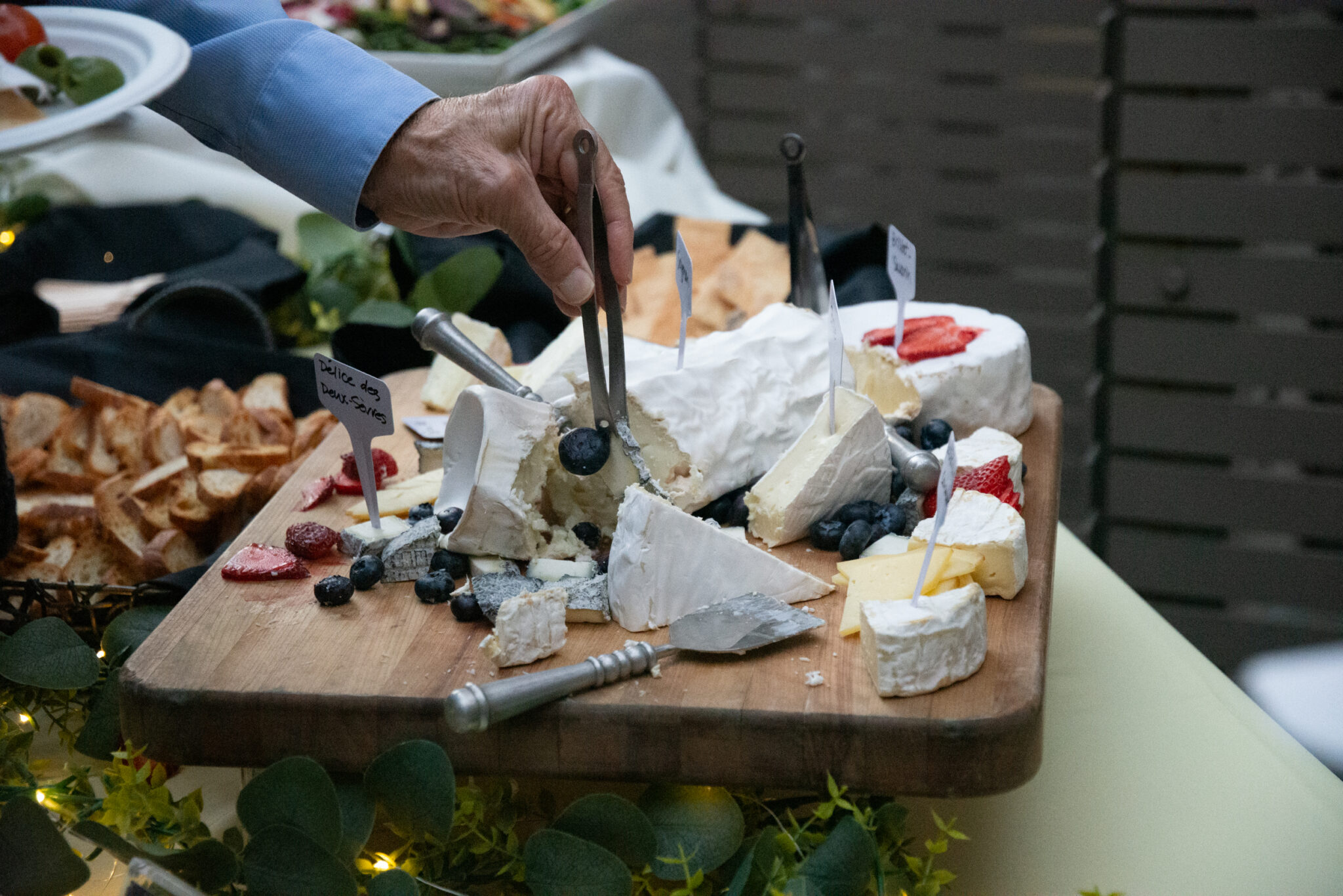 Closeup of cheese platter