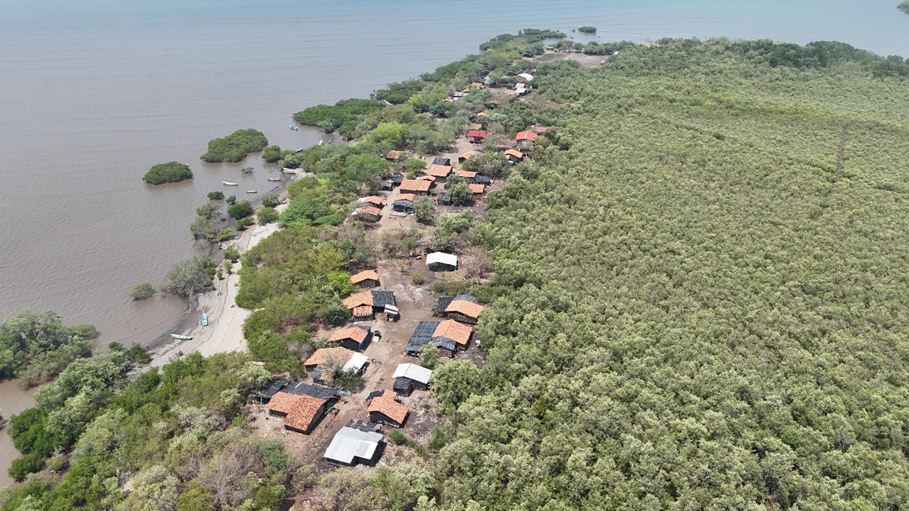 An aerial view of the coastal community
