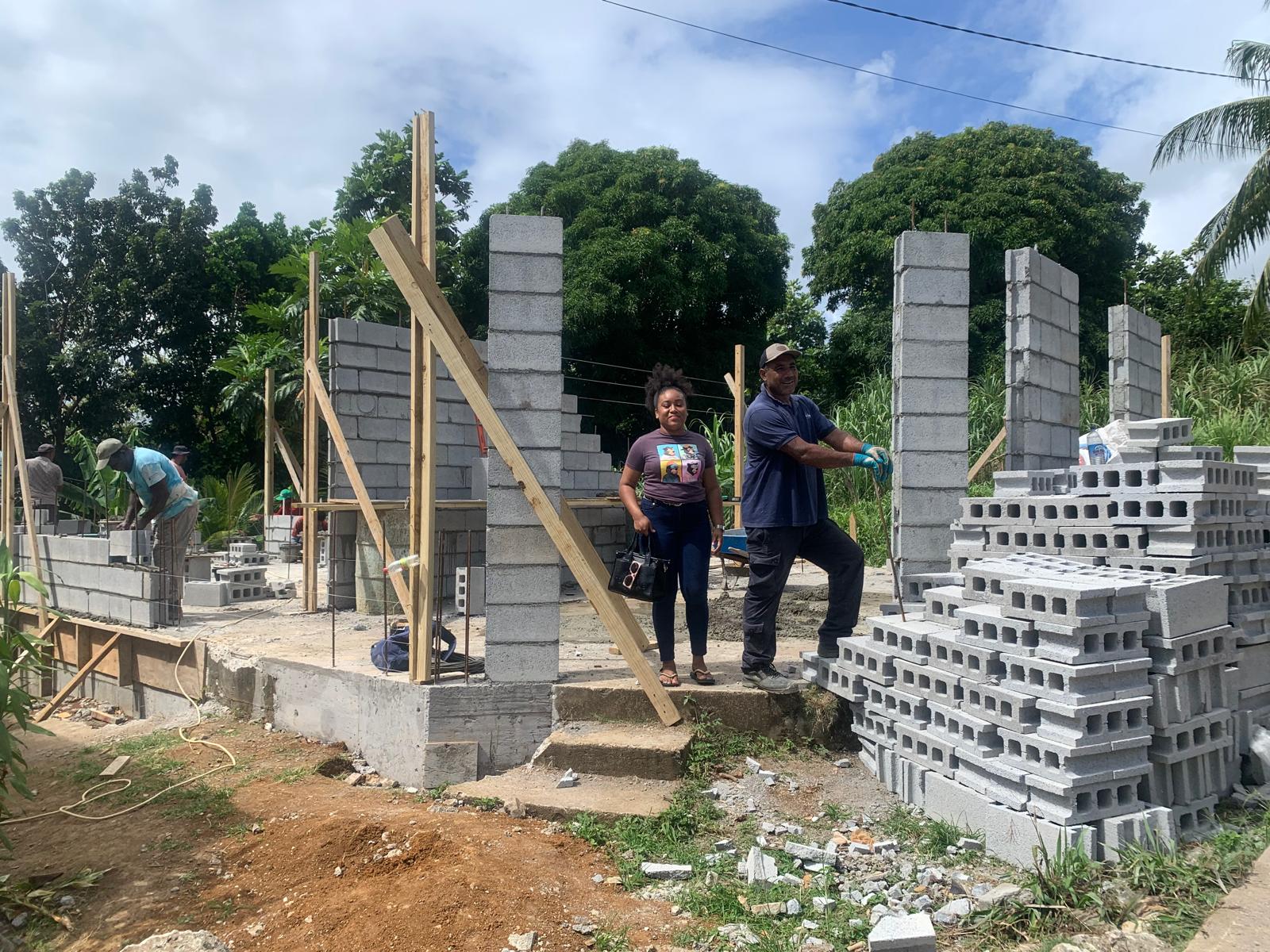 Concrete building foundation under construction