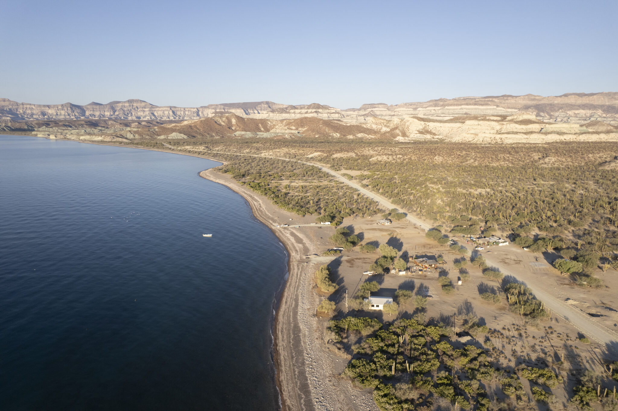 Aerial view of an arid island