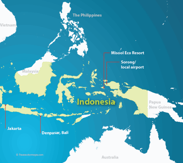 Map of region showing trip destination and airport locations