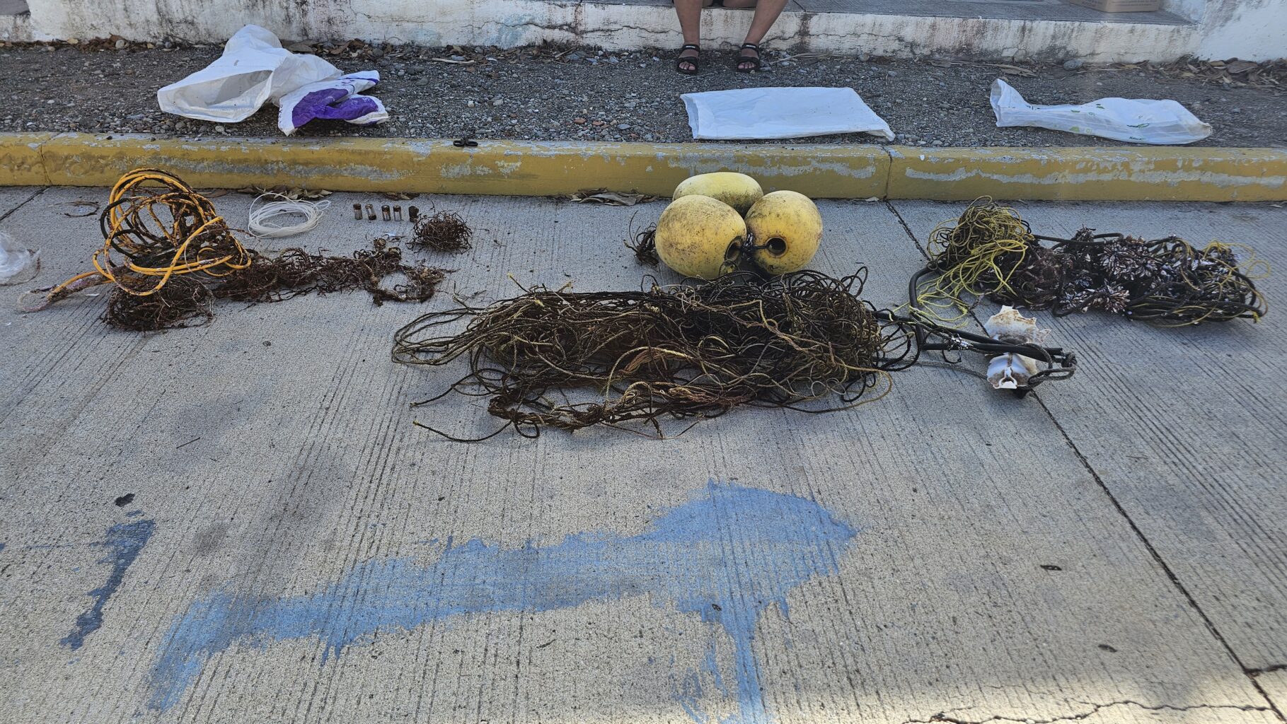 Old fishing nets and other marine waste